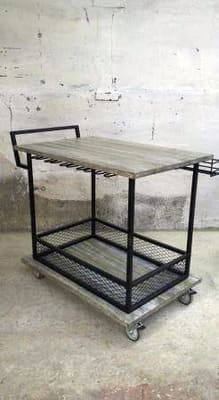 Купити столик для сервіровки з дерева та металу на колесиках 