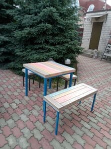 Міцний квадратний стіл у стилі лофт з деревини сосни