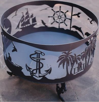 Вогнище металеве кругле із тематичним візерунком Рибалка і море
