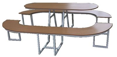 Комплект вуличний стіл овальний з двома лавками