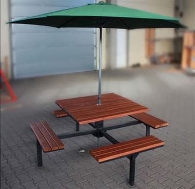 Лавки со столом под зонтик садово-парковая Пікнік