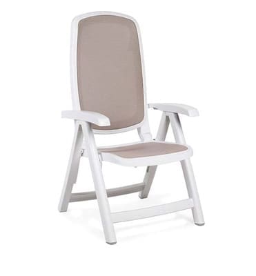 Кресло раскладное  пластиковое бело-серое