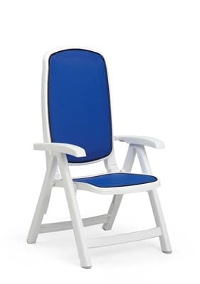 Кресло раскладное  пластиковое бело-синее