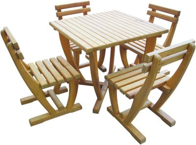 Набор из дерева стол квадратный и стулья со спинкой