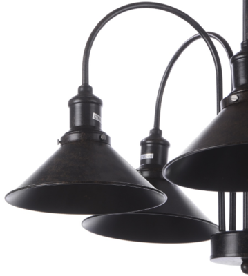 Чорна металева люстра на 5 ламп у стилі лофт. Фото 2