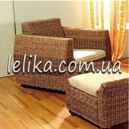 Кресло плетеное из абаки, пальмовий жгут, ручная работа