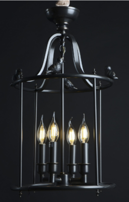 Висока металева люстра на 4 лампи свічки у стилі лофт. Фото 3