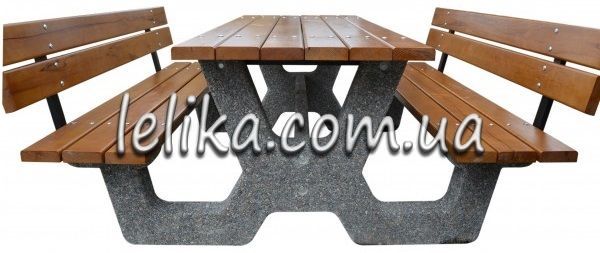 комплект стіл з лавками із бетону