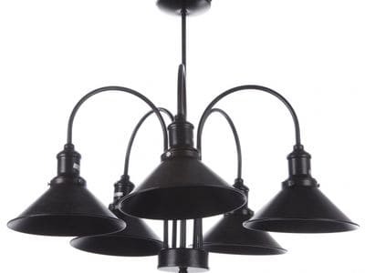 Чорна металева люстра на 5 ламп у стилі лофт. Фото 1 