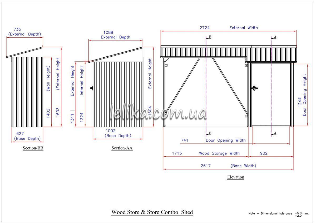 Розміри і схема металевого дровв'яника і сараю