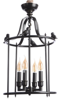 Висока металева люстра на 4 лампи свічки у стилі лофт. Фото 2