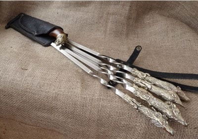 Набір шампурів "Трофей мисливця" з ножем у колчані. Фото 1