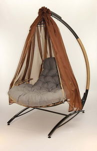 підвісна гойдалка-крісло "ЕГО". Ідеальний асфальт с коричневим балдахіном. Фото1