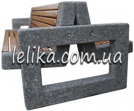 бетонна лавка подвійна з дерев'яним сидінням 