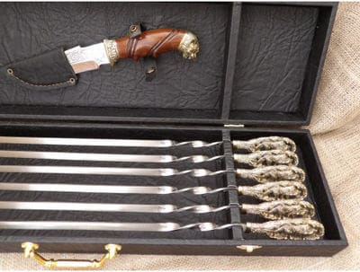 Подарунковий елітний набір шампурів з ножем у кейсі. Фото 1